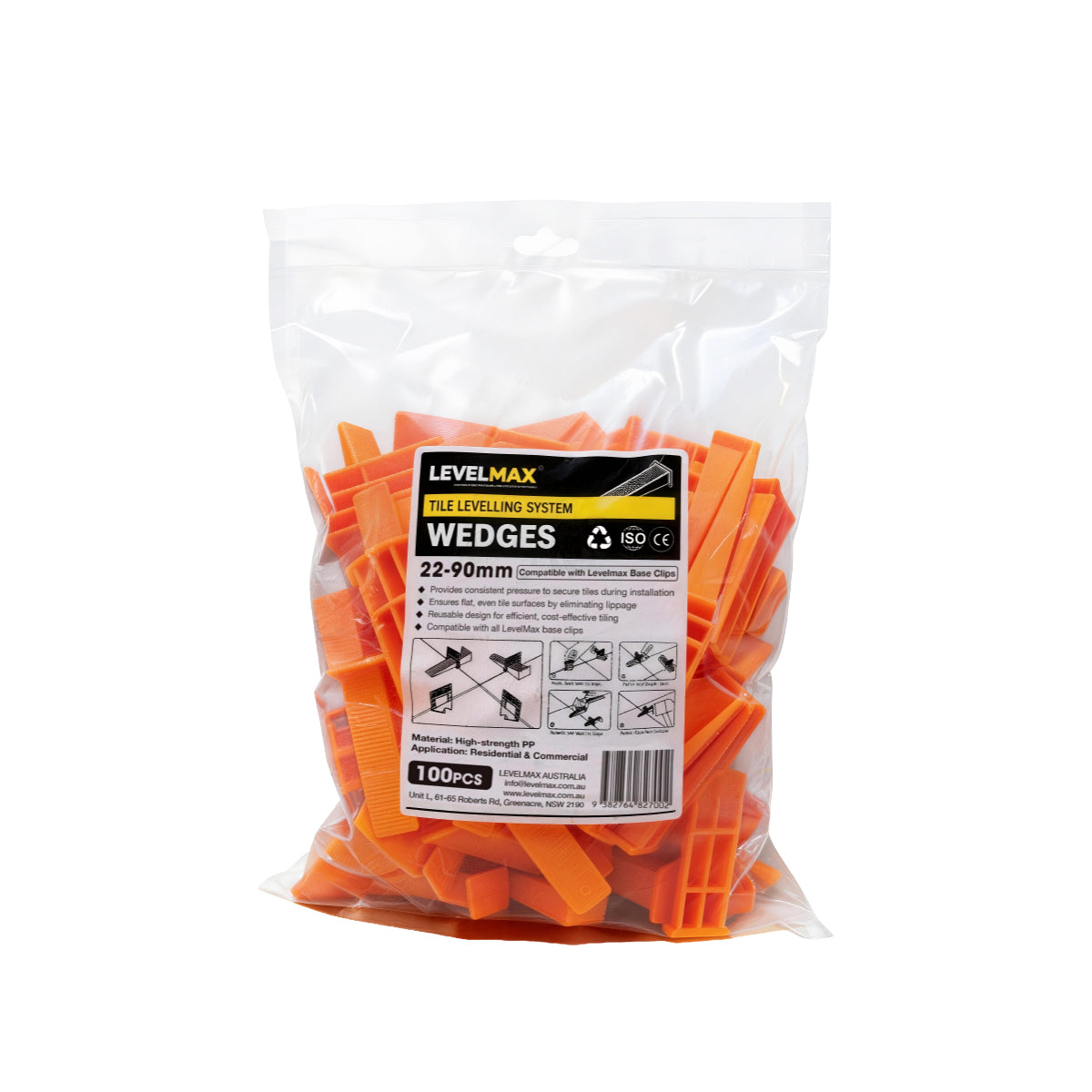LEVELMAX Tile Levelling System – Wedges 22-90mm 100PCS/Bag