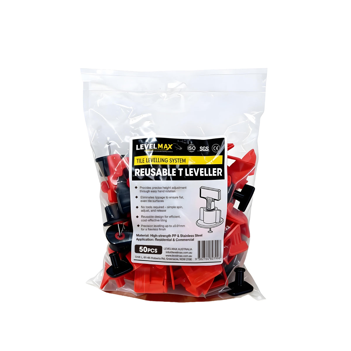 LEVELMAX Tile Levelling System – Reusable T Leveller 50pcs/Bag