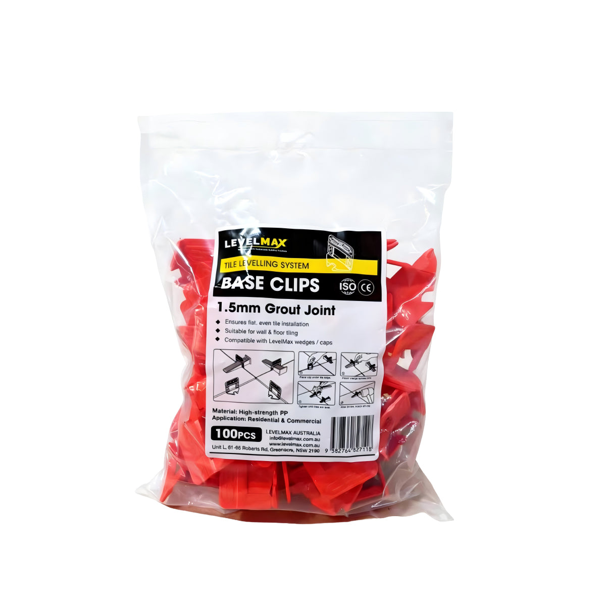 LEVELMAX Tile Levelling System – Base Clips 1.5mm 100PCS/Bag